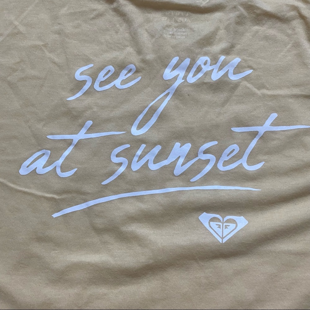 Roxy “See You At Sunset” Yellow Cropped Tee Size L - Picture 6 of 8